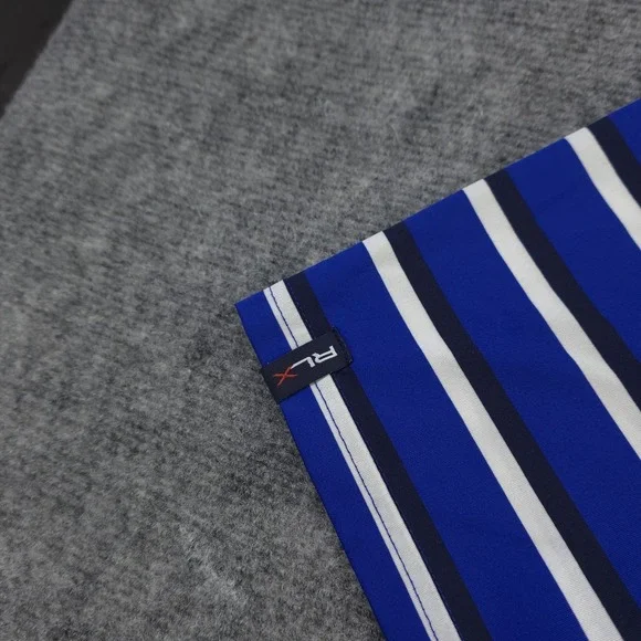 RLX Ralph Lauren Polo Large Blue Striped Performance Golf Short Sleeve Logo - Picture 3 of 9